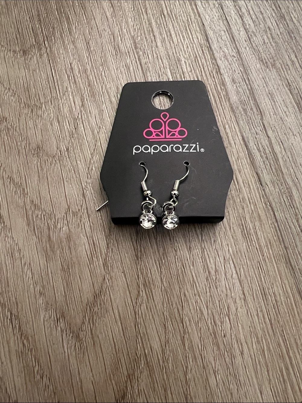 Paparazzi Silver Clear Crystal Dangle Earrings